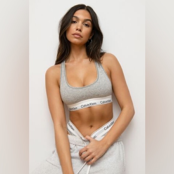 CALVIN KLEIN Racerback Bralette - Grey - Picture 4 of 4